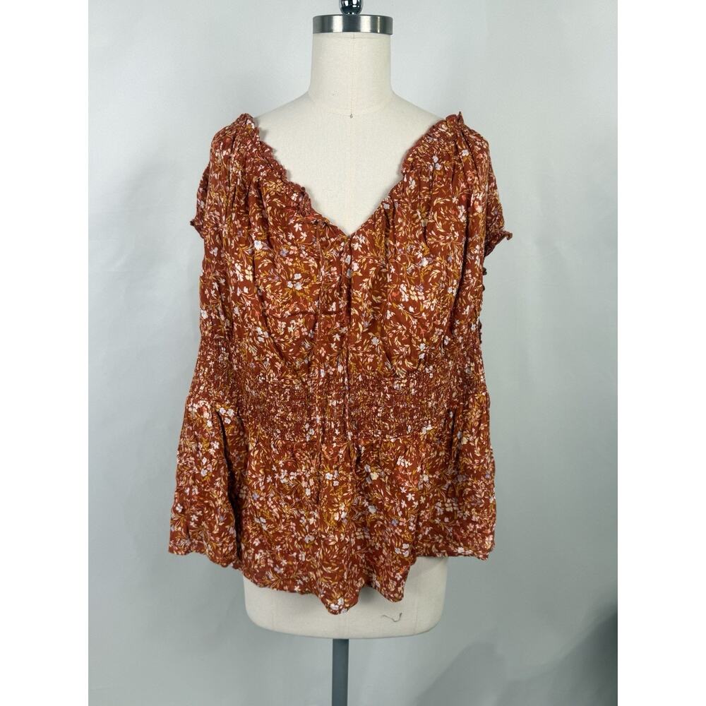 NWT Old Navy 4x Fall Floral Boho Cottage Core Hippy Modest Elastic Peasant Top